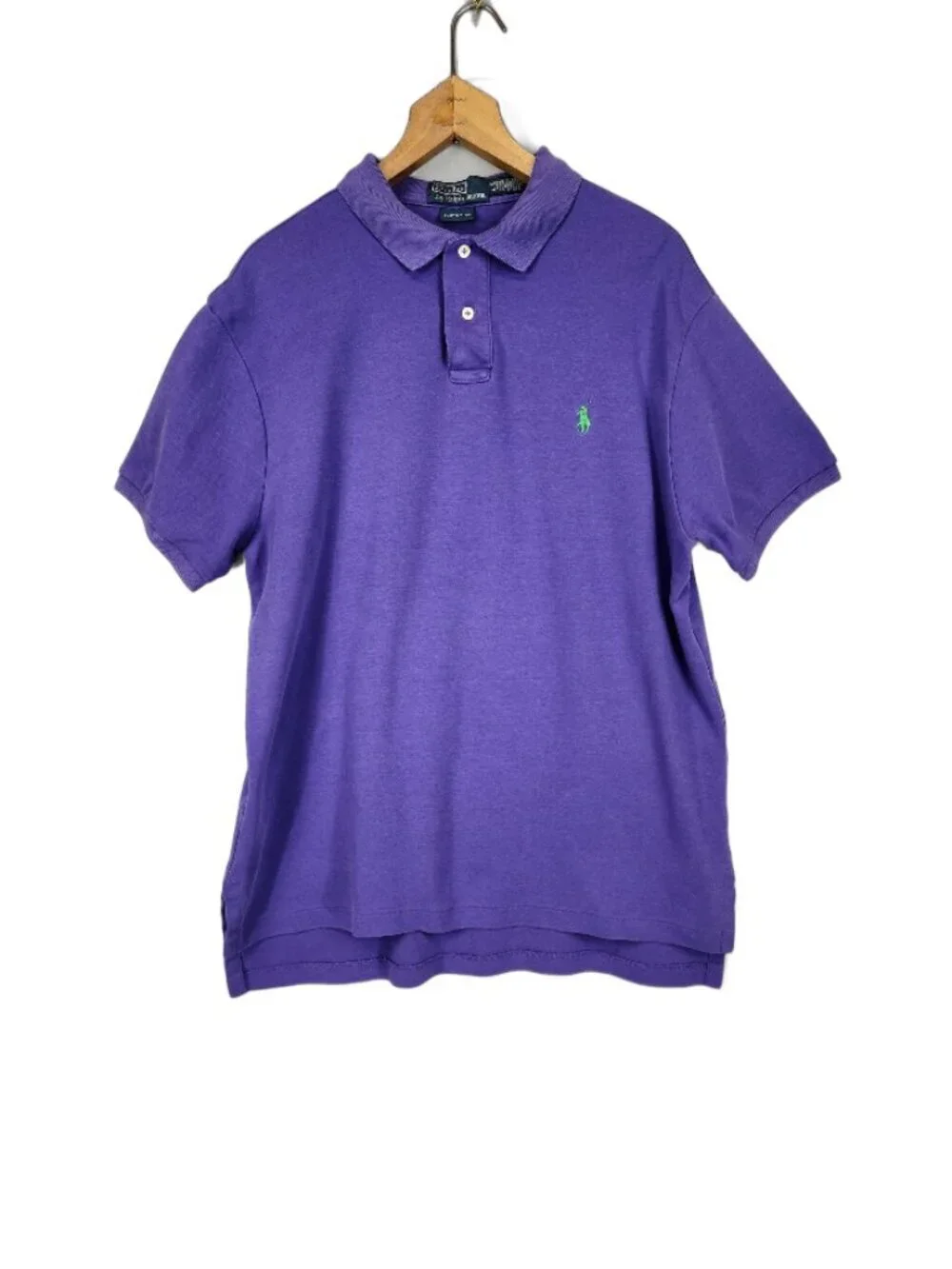 Polo Ralph Lauren Custom Fit Men's L Purple Short Sleeve Pony Logo Shirt Retro